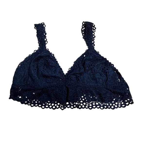 Aerie Black Lace Bralette Size XL Adjustable Straps Minimalist Goth Stretch - Picture 10 of 10